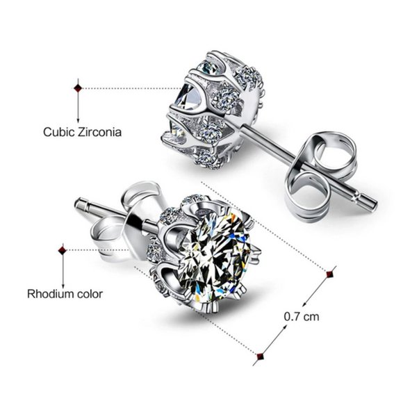 NEW! Luxury Sterling Silver Zircon Crown earrings - Picture 2 of 7